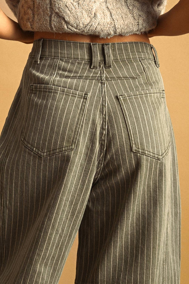 PINSTRIPED BARREL PANTS MM763