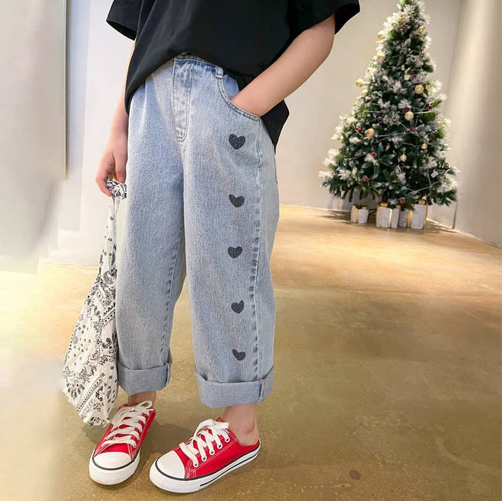 Heart Wide-Leg Denim Jeans 25PS