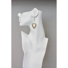 Load image into Gallery viewer, BKNE21 Jade and gold hematite wire wrapped earrings