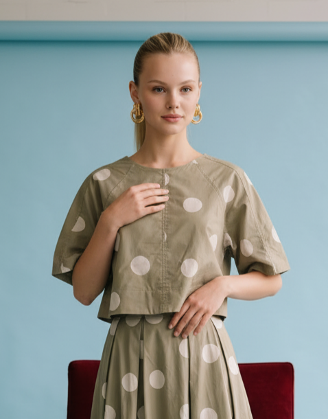 Polka Dot Back-Tie Top HS223