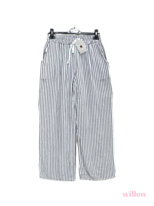 Striped cotton gauze pants