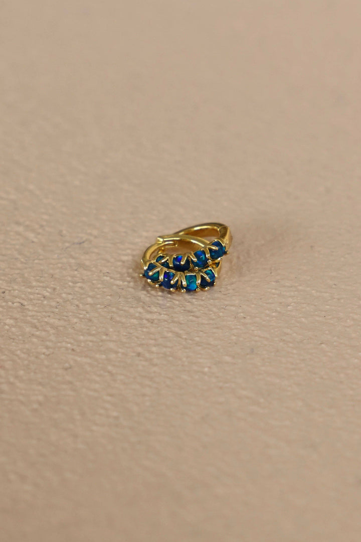DARK BLUE OPAL MINI HOOPS KW96
