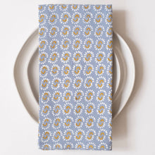 Load image into Gallery viewer, Sunburst Dusty Blue Block Printed Napkins - set of 4 GM10