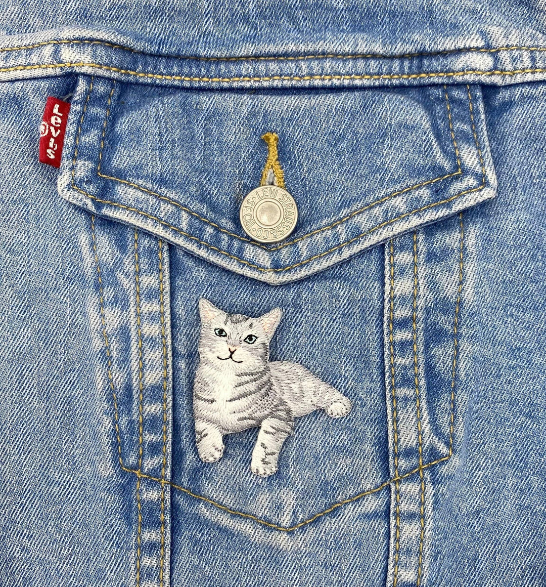 Gray Tabby Cat, Kitten, Pets, Animals, Iron on Patch IR