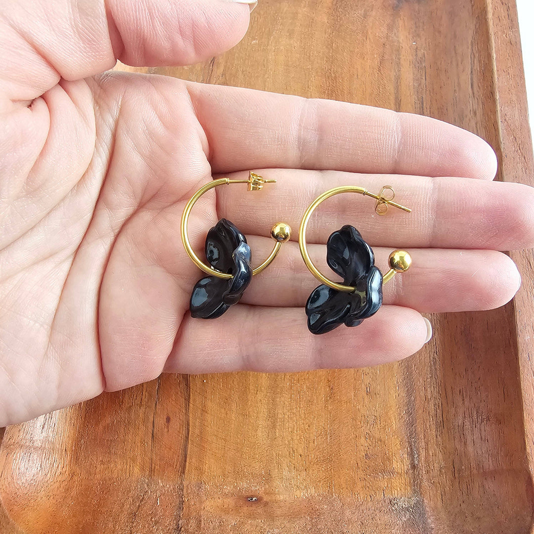 Magnolia Hoops - Black // Jewelry, Earrings, Fall SS237
