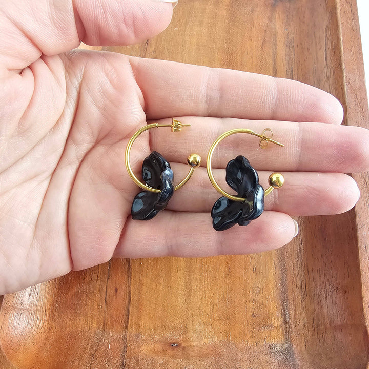 Magnolia Hoops - Black // Jewelry, Earrings, Fall SS237