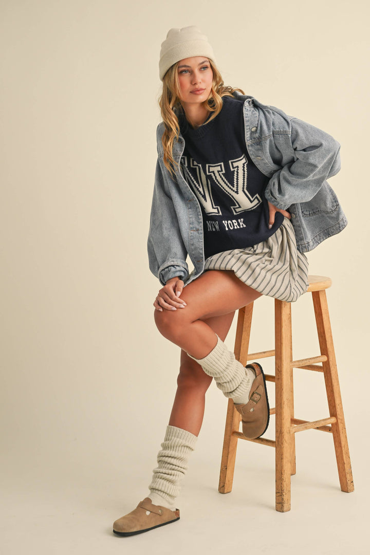 IJ1519 OVERSIZED FRONT POCKET DENIM JACKET