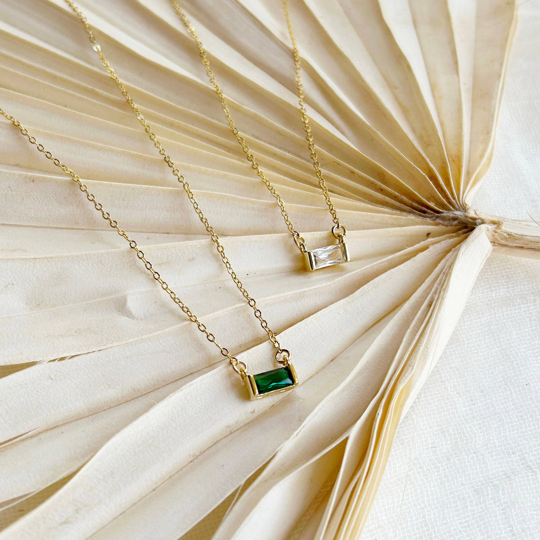 Minimalist Baguette Gemstone Necklace KT14