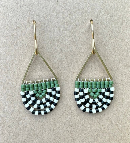 Beaded Arch Earrings - Everyone's Fav with Green Top 41502