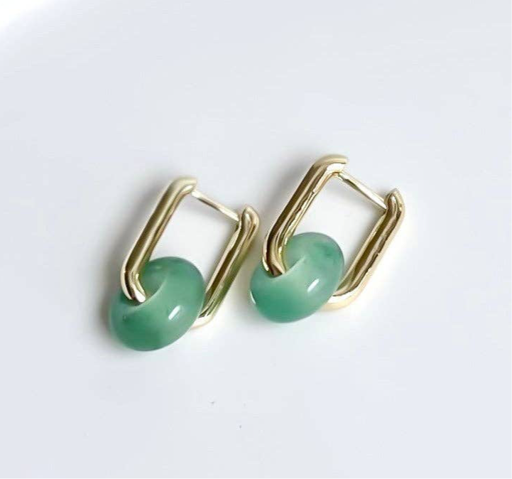 Green Aventurine Hoops NC05