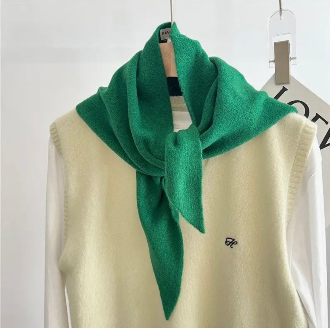 Wool Solid Color Knitted Triangle Scarf MS932