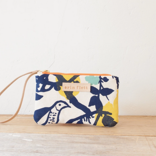Navy Lemon Tree Wristlet