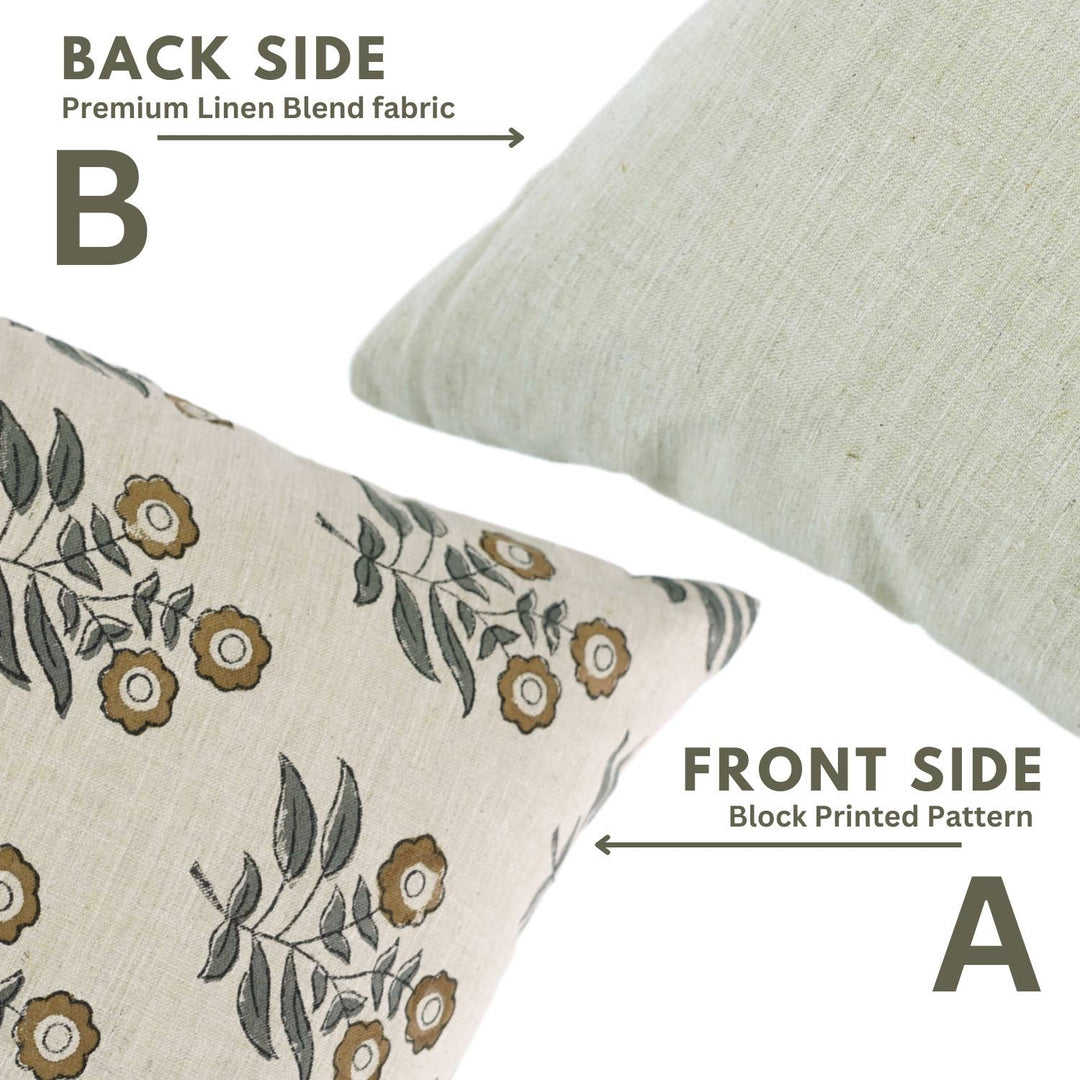 Stylish Block Print Linen Blend Cushion Cover - Neha FB06