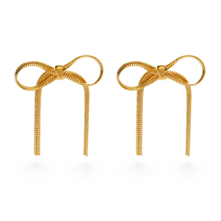 Herringbone Chain Bow Stud Earrings AS26