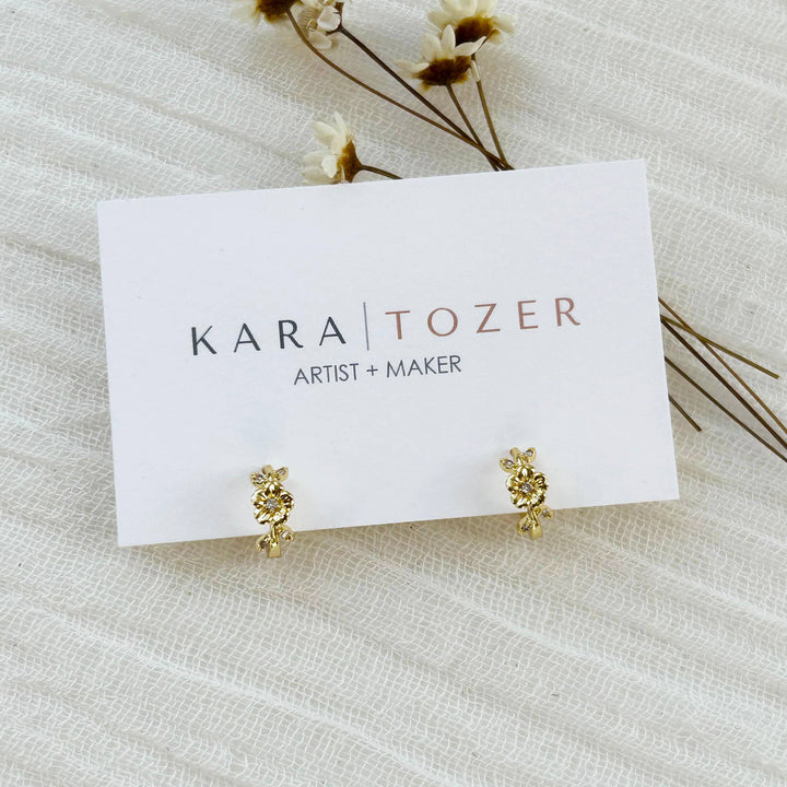 Mini Gold Flower Hoops KT02