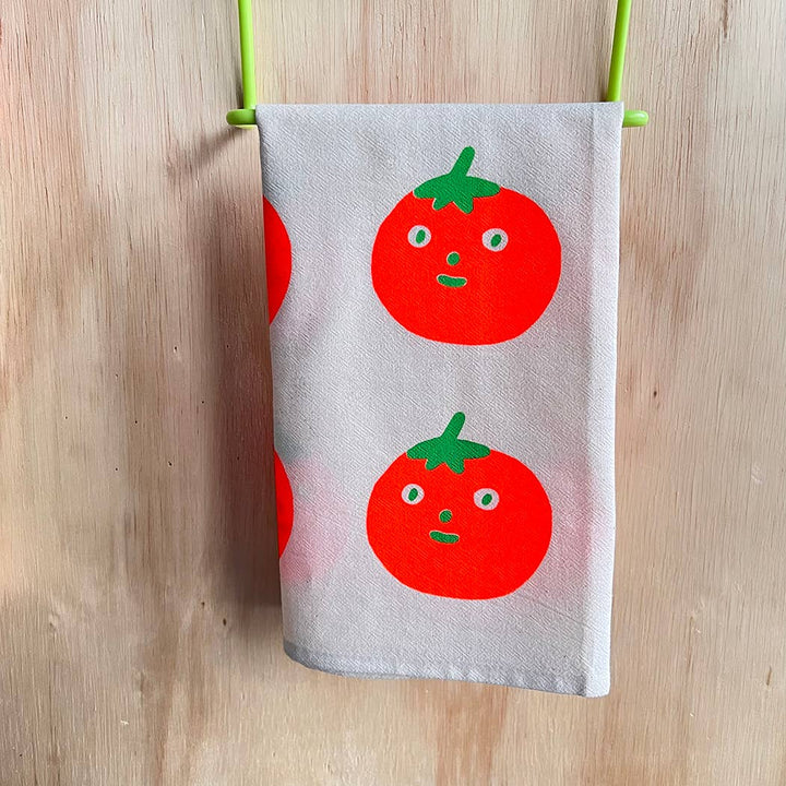 Tomato screenprinted tea towel NICE5