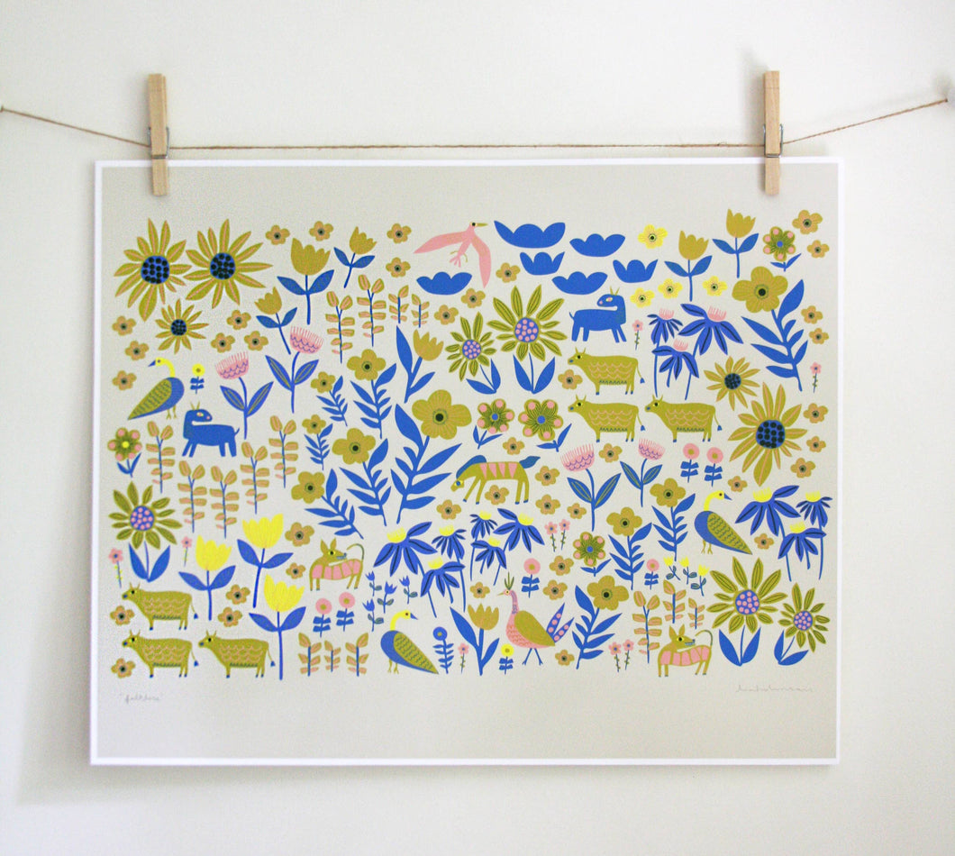 Folklore Blue Art Print