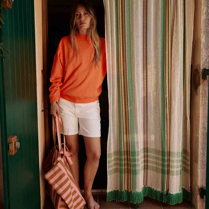 ELISA TOTE BAG STRIPES CARAMEL / STRAWBERRY