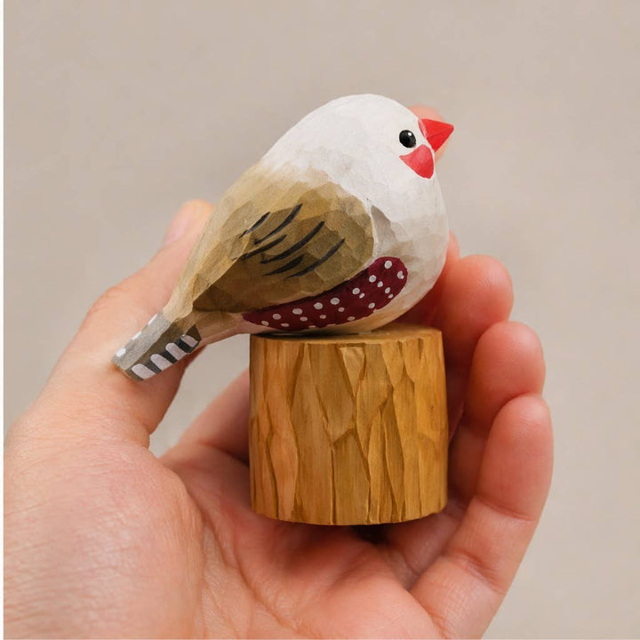 Hand-Painted Carved Wood Bird Figurine