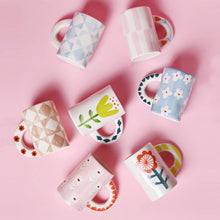 Load image into Gallery viewer, Hand-painted Stoneware Ceramic Flower Mug, Blue Flower CG229