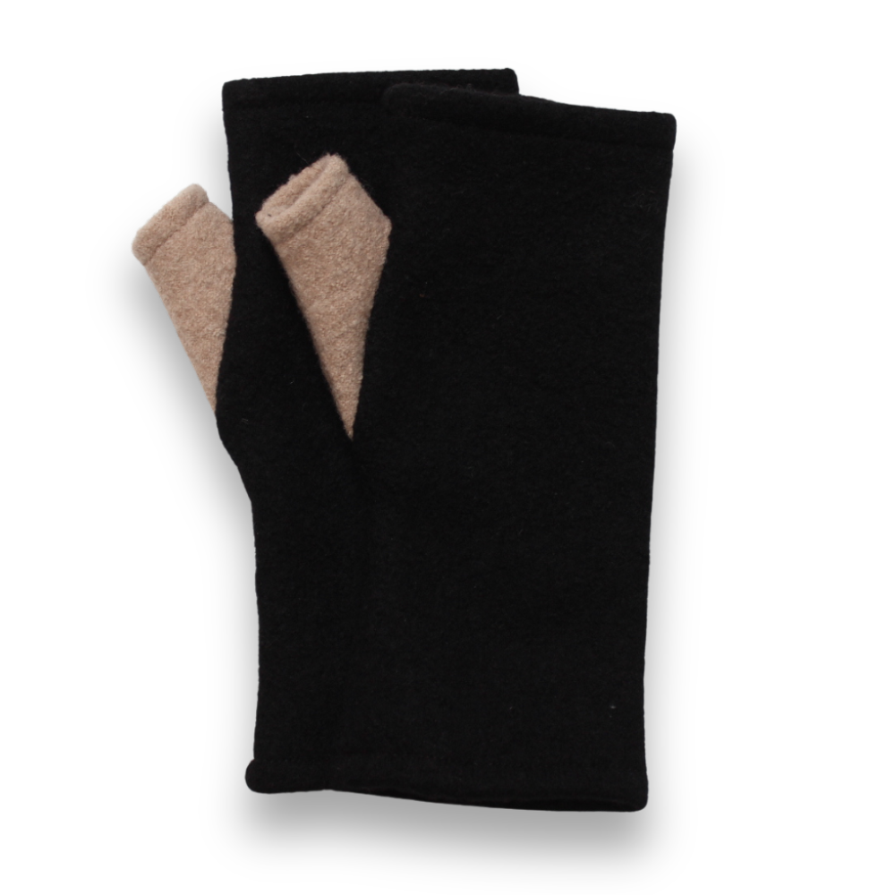 Merino Wool Fingerless Gloves | Two Tone DN22