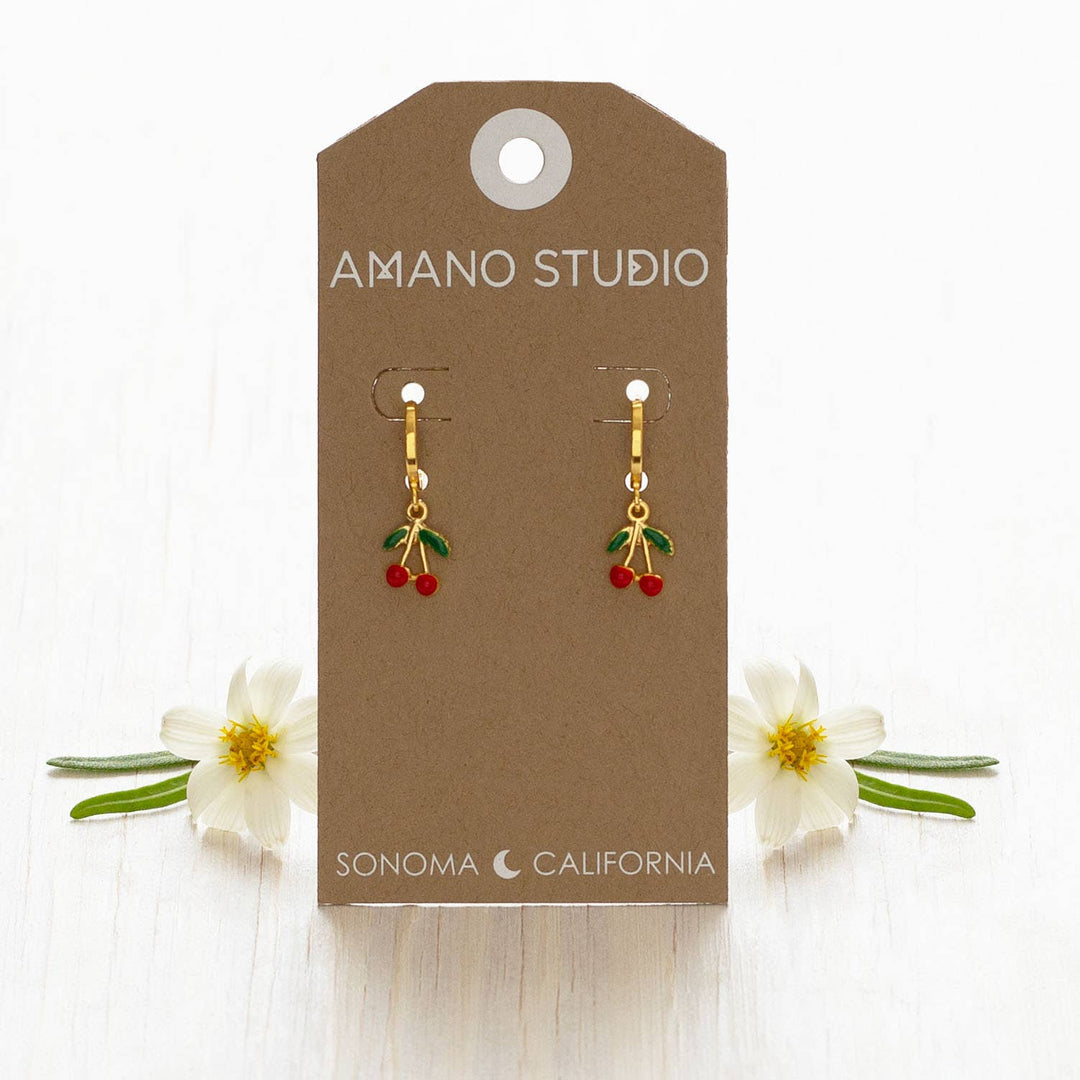 Sweet Cherry Huggie Hoop Earrings