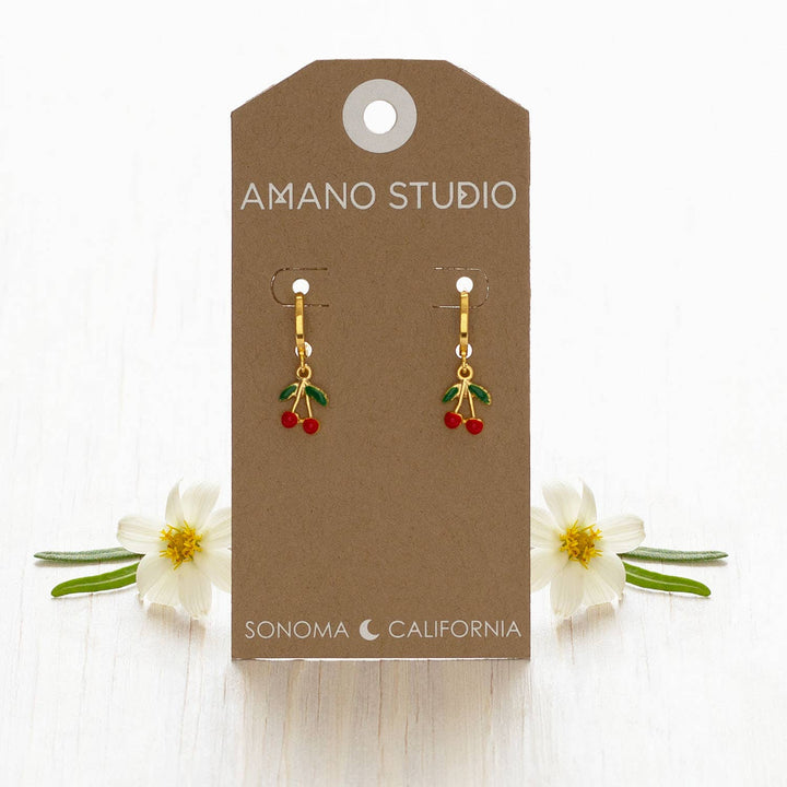 Sweet Cherry Huggie Hoop Earrings