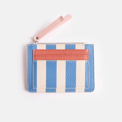 Blue/Cream Stripe Short Patch Purse