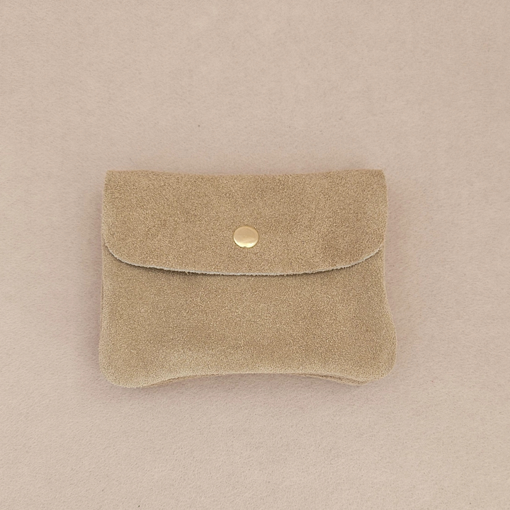 Kangood suede-effect leather coin purse: Amande daim