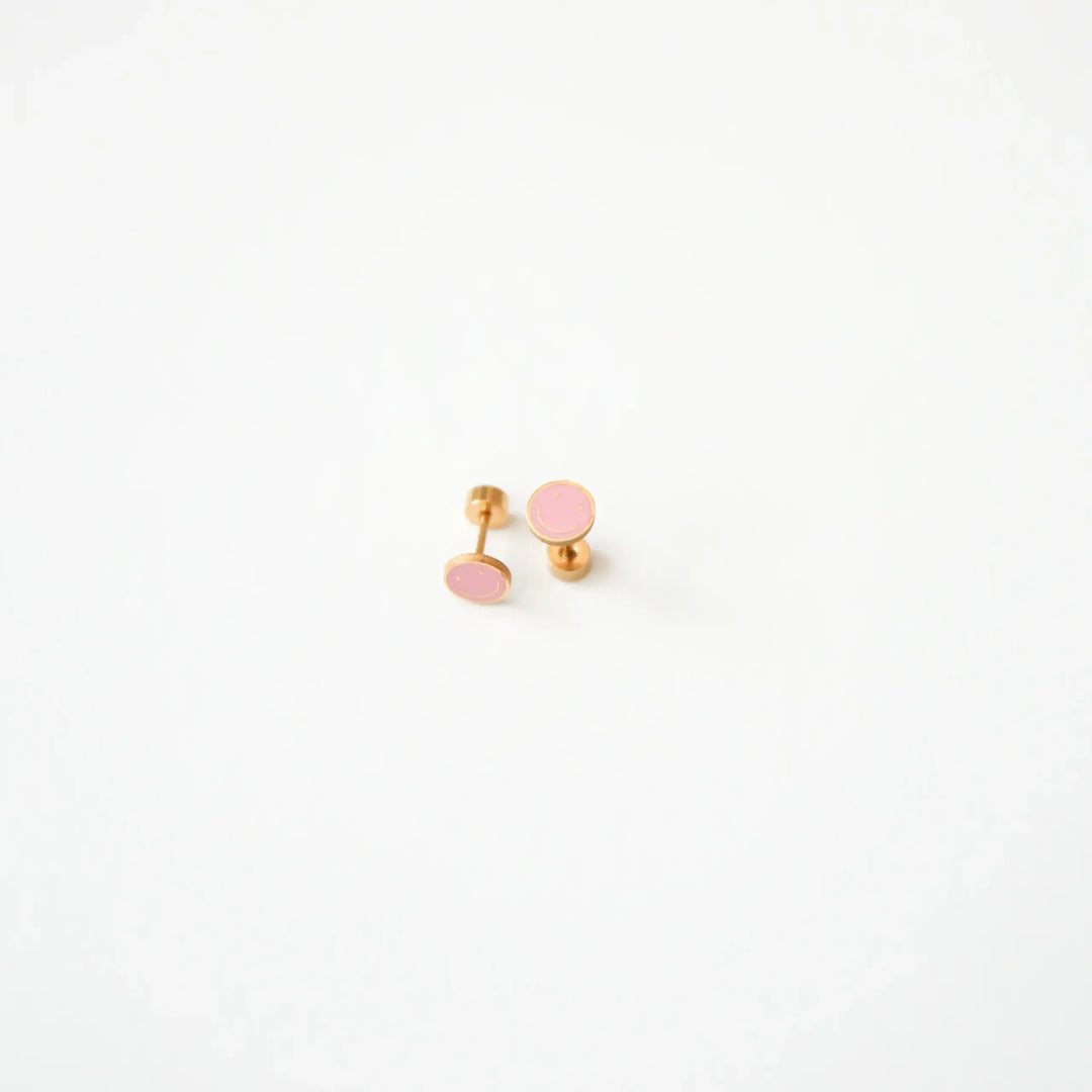 Smile Stud Earrings - Hypoallergenic, Flat Back, Girl Gift PPE27
