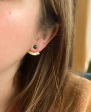 Load image into Gallery viewer, Malachite Mini Pleat Jacket Earrings MS14