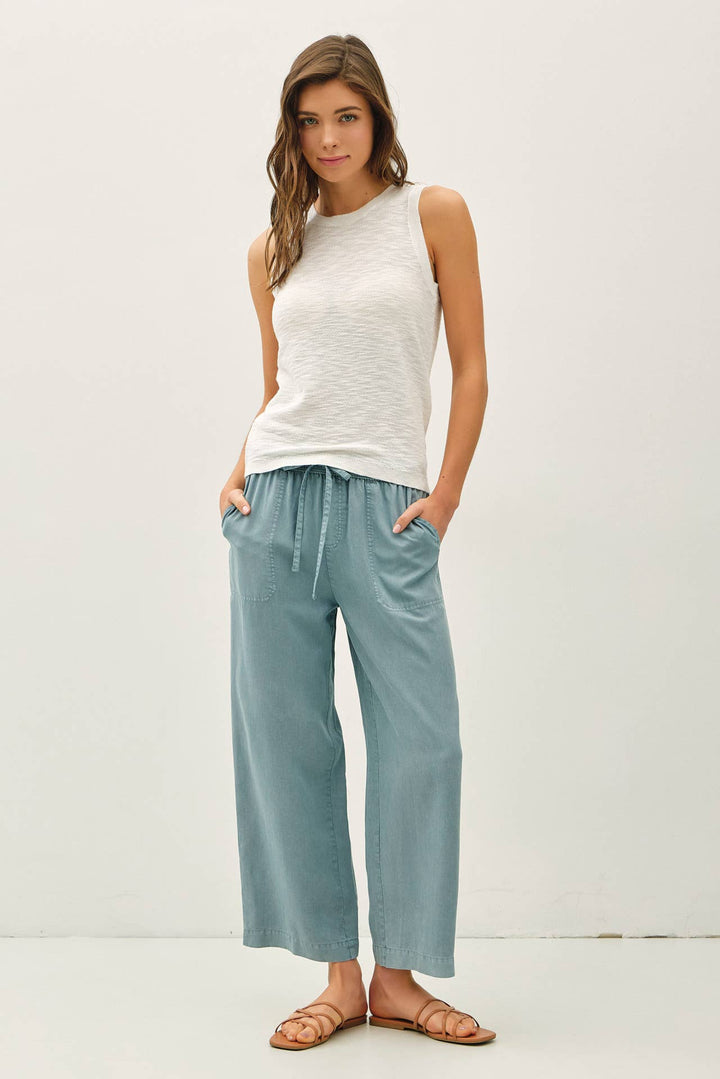 TENCEL DRAWSTRING WIDE LEG PANTS BC234