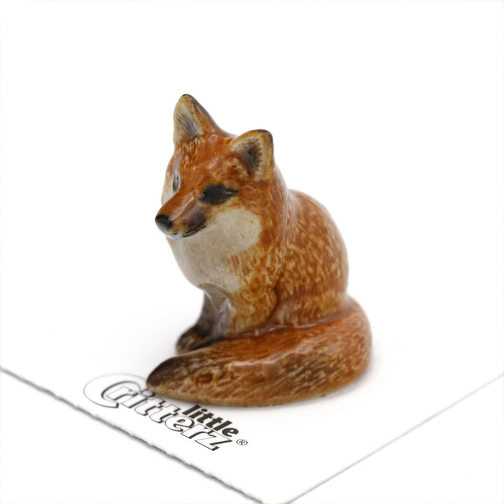 Brush Red Fox Sitting Porcelain Miniature FOX