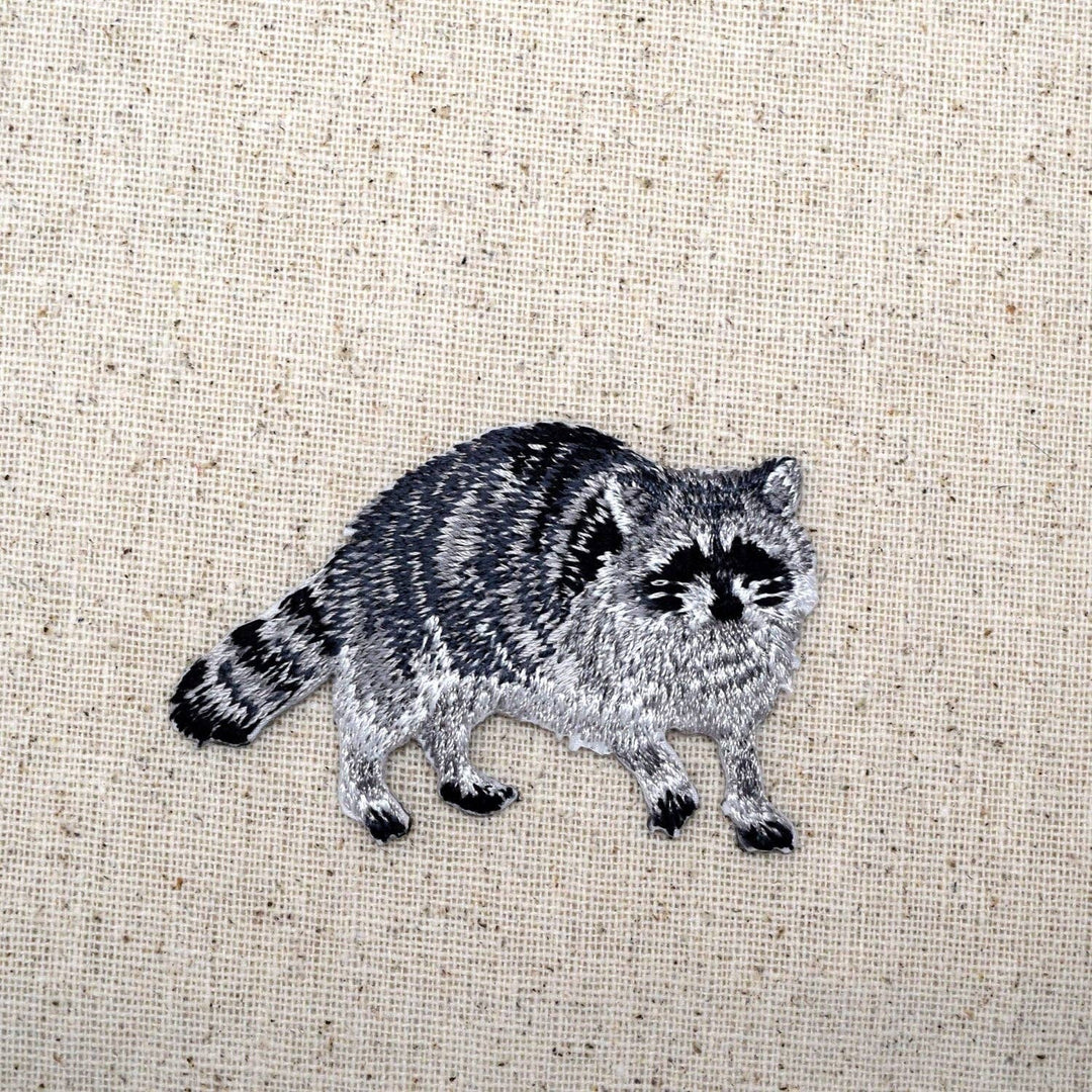 Natural Raccoon - Full Body - Walking Right - Iron on Patch