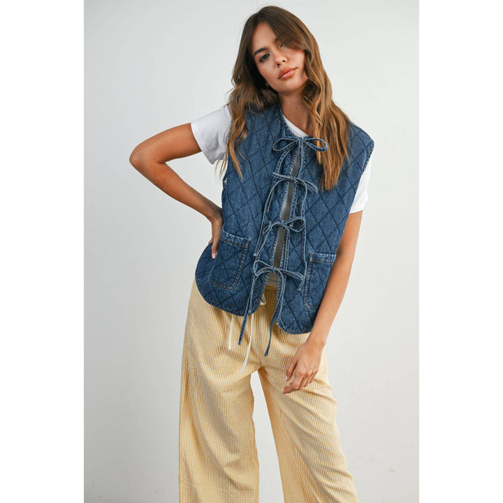 Quilted Tie-Front Vest - BMJ8086