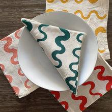 Load image into Gallery viewer, Hand Printed Natural Cotton Cloth Napkins, Wavy Stripes BB22