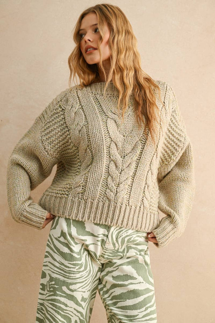T539 CHUNKY CABLE SWEATER TOP