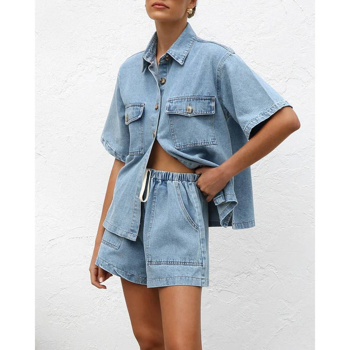 Short sleeve and shorts Denim set