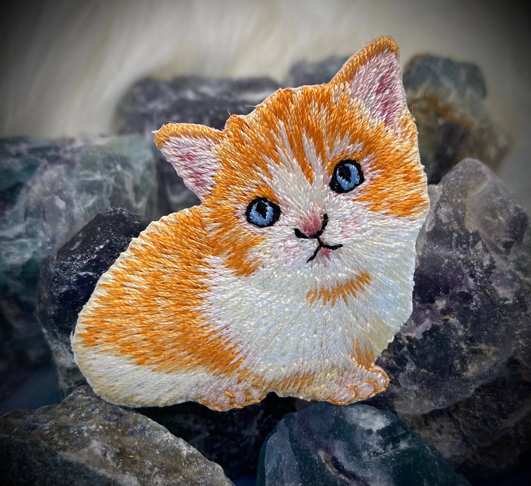 Orange Tabby Cat, Kitten, Embroidered, Iron on Patch IR