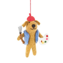 Load image into Gallery viewer, Handmade Felt Painting Pooch Artist Dog Decoration