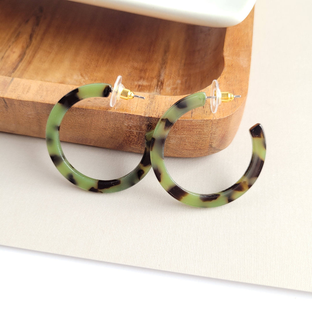 Camy Hoops - Olive Tortoise // Jewelry, Earrings, Fall SS236