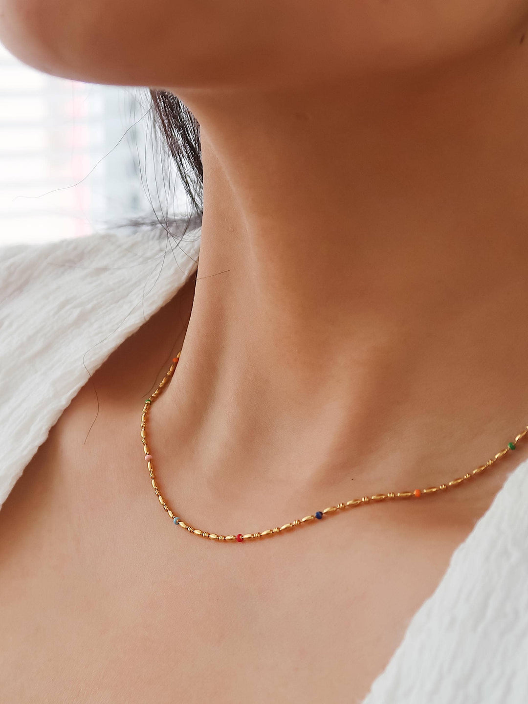 Tave 18K Gold Non-Tarnish Petite Beaded Necklace FLA05