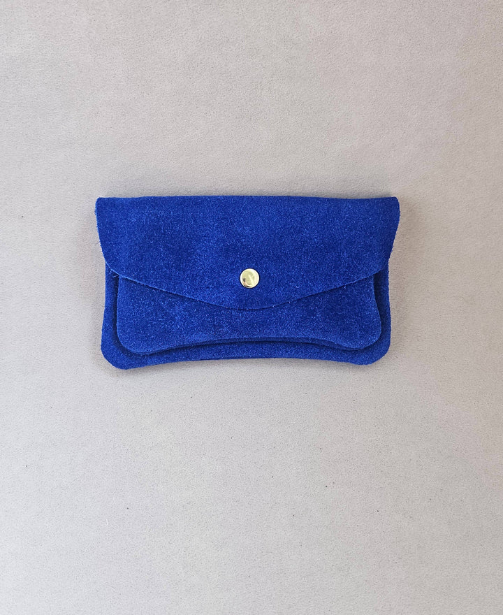 Suede-effect leather pouch - kangaroo: Nude
