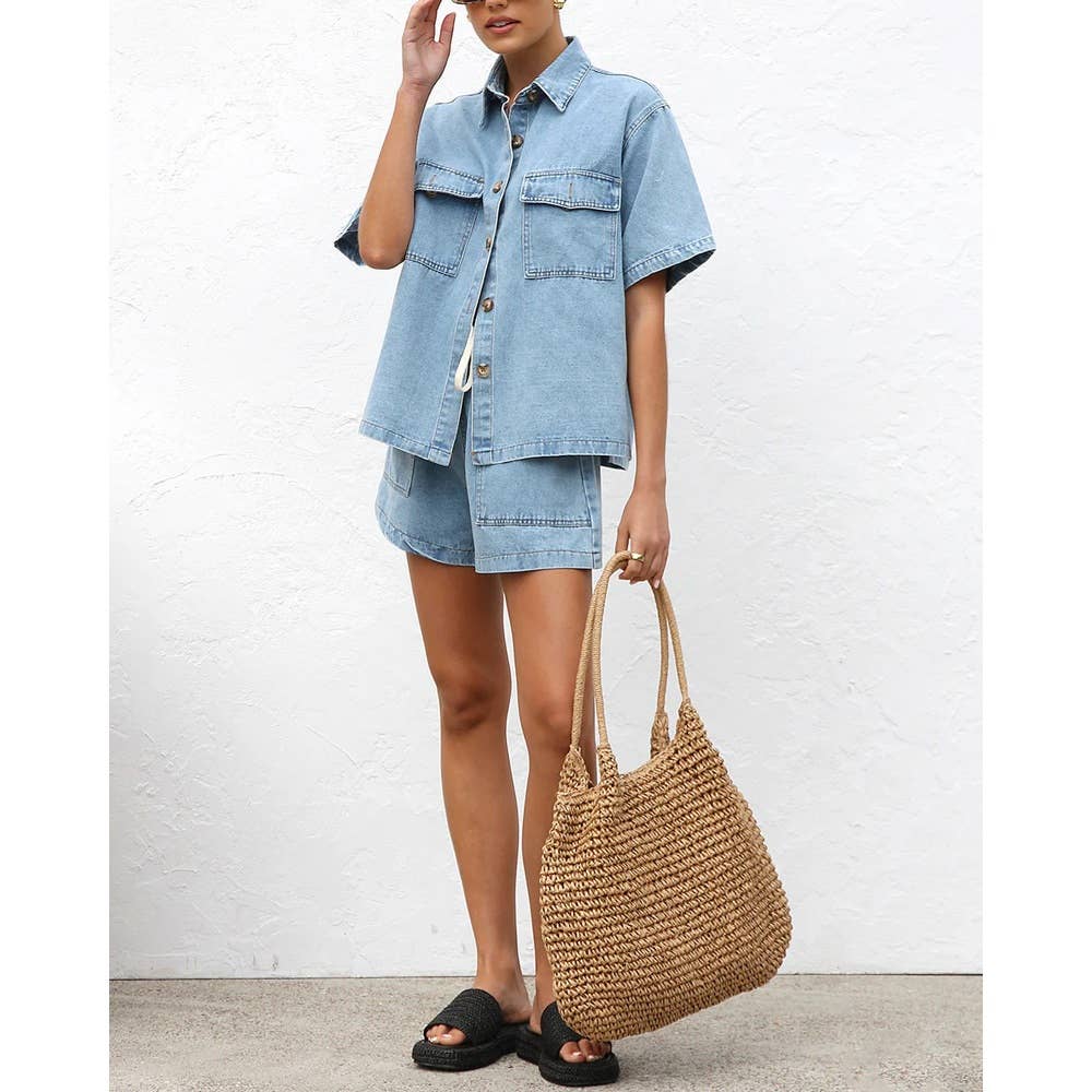 Short sleeve and shorts Denim set
