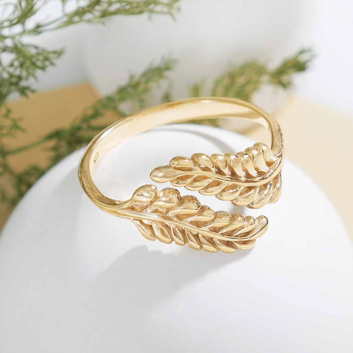 Bronze Adjustable Sprig Leaf Ring