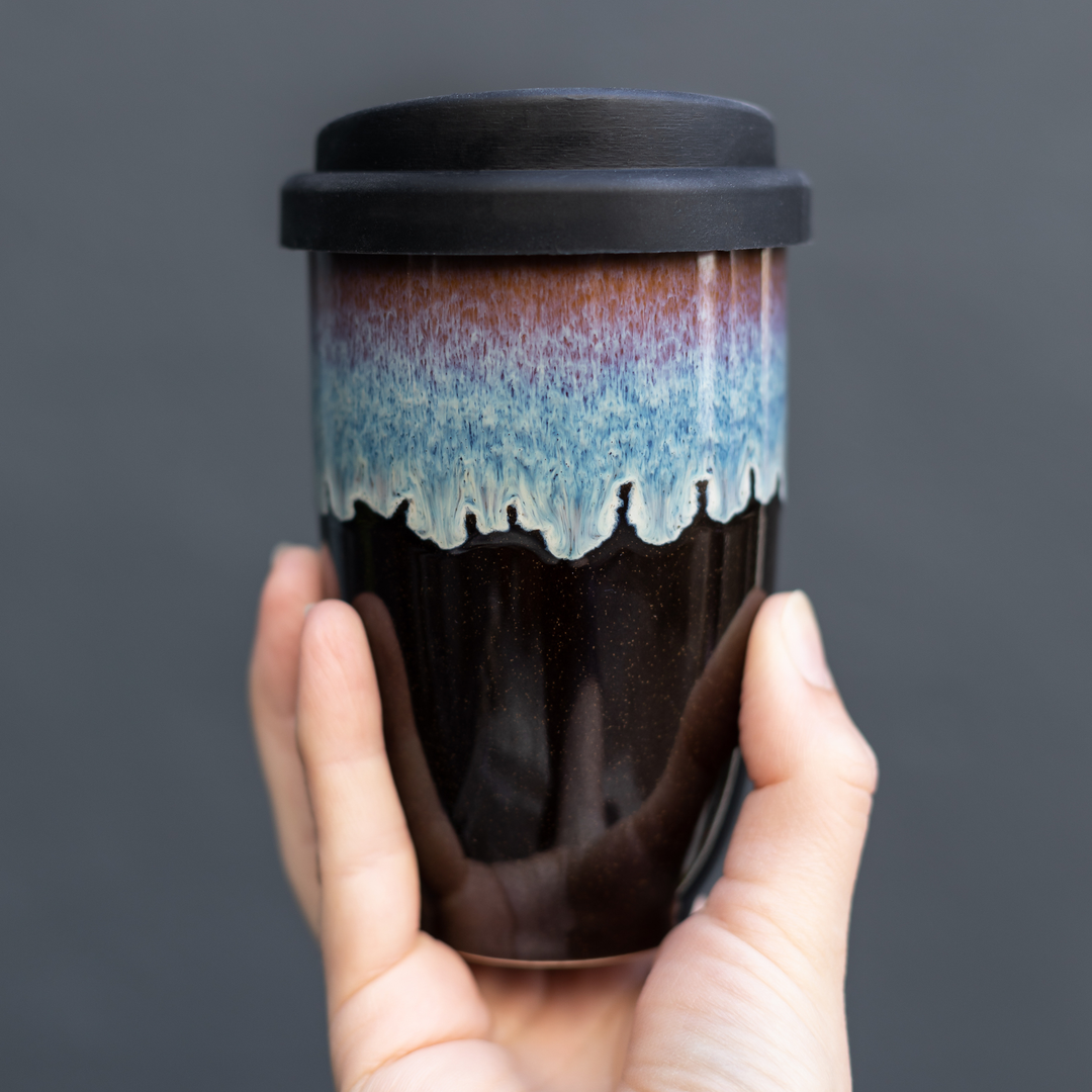 Monsoon Ceramic Mug – 12oz Reusable Cup with Lid NV87