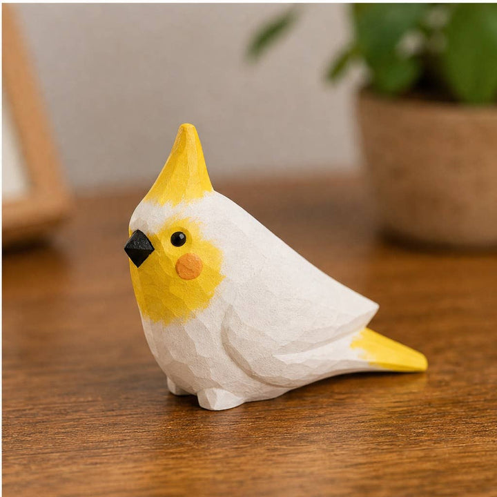 Hand-Carved and Painted Basswood Songbird Figurine