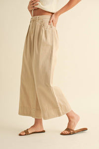 P4093   LOOSE FIT PLEATED WAIST COTTON PANTS