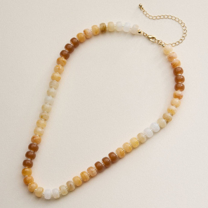 Gradient Color Round Disc Beaded Necklace DMT