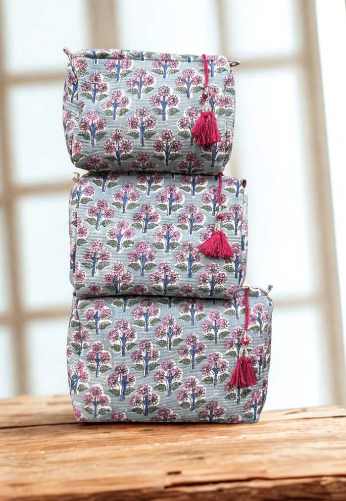 Block Print Vanity Travel Bag ~ Lavender DVS23